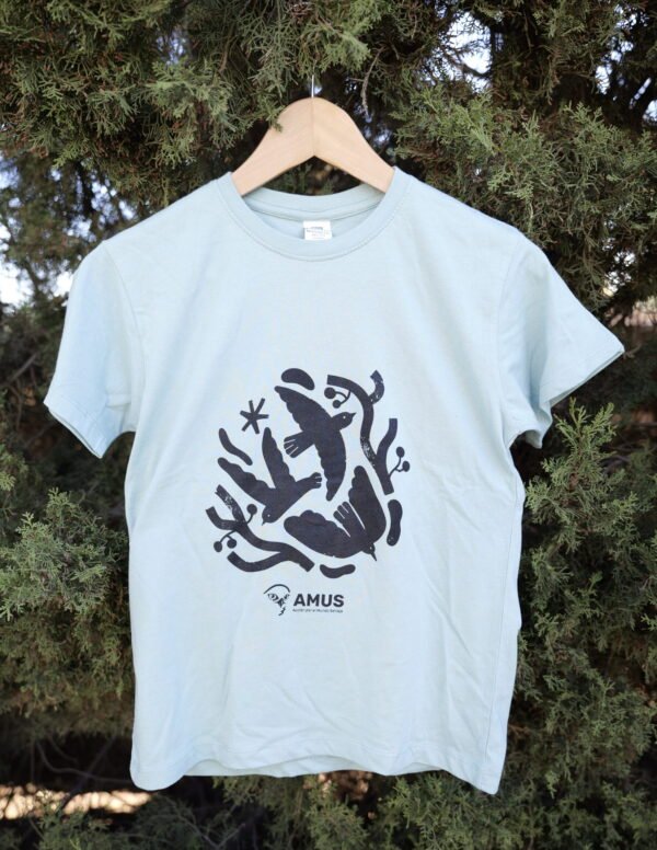 Camiseta Niñ@ Azul Dusty/Negro Dibujo AMUS