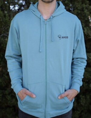 Sudadera con cremallera y capucha Verde Azulado Oscuro