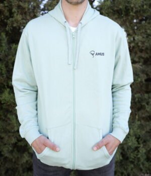 Sudadera con cremallera y capucha Verde Azulado Claro